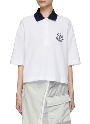 Main View - Click To Enlarge - MONCLER - Logo Embroidery Cropped Cotton Polo Shirt