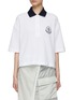 Main View - Click To Enlarge - MONCLER - Logo Embroidery Cropped Cotton Polo Shirt