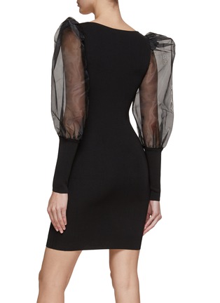 Back View - Click To Enlarge - ALICE + OLIVIA - ‘ABELLA’ PUFF SLEEVE SQUARE NECK DRESS