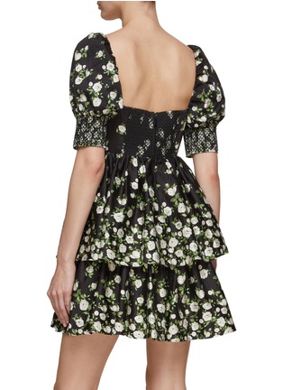 Back View - Click To Enlarge - ALICE & OLIVIA - SHORT SLEEVE SONG BIRD PRINT FLARE DRESS
