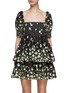 Main View - Click To Enlarge - ALICE + OLIVIA - SHORT SLEEVE SONG BIRD PRINT FLARE DRESS