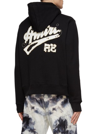 Back View - Click To Enlarge - AMIRI - Distressed Logo Appliqued Pullover Cotton Hoodie