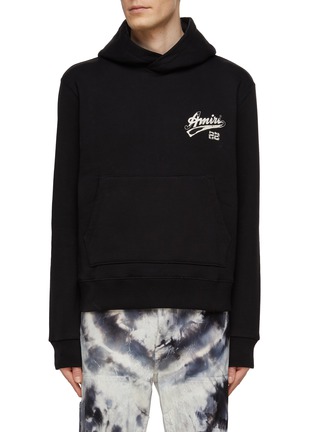 Main View - Click To Enlarge - AMIRI - Distressed Logo Appliqued Pullover Cotton Hoodie