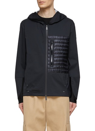 Main View - Click To Enlarge - MONCLER - ‘Dabih’ Puffer Panel Front Zip Ripstop Hooded Jacket