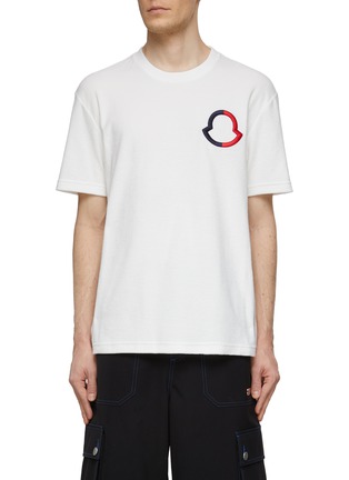 Main View - Click To Enlarge - MONCLER - Bicolour Silhouette Logo Embroidery Crewneck Short Sleeve T-Shirt