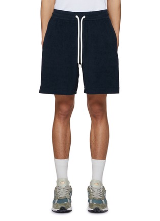 Main View - Click To Enlarge - MONCLER - Logo Patch Drawstring Waist Cotton Sweatshorts