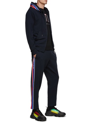 Figure View - Click To Enlarge - MONCLER - Tricolour Ribbon Zip Up Hoodie