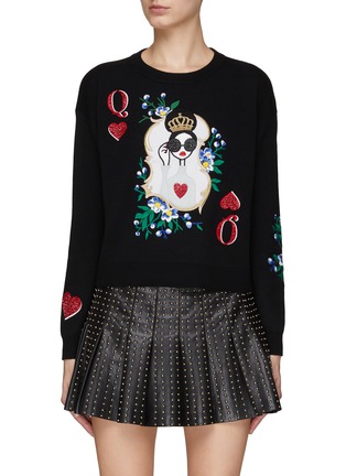 Main View - Click To Enlarge - ALICE + OLIVIA - ‘GLEESON’ STACE FACE CRYSTAL EMBELLISHED PULLOVER