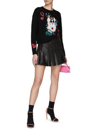 Figure View - Click To Enlarge - ALICE + OLIVIA - ‘GLEESON’ STACE FACE CRYSTAL EMBELLISHED PULLOVER