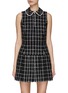 Main View - Click To Enlarge - ALICE & OLIVIA - ‘ELLIS’ BUTTON FRONT BOW DETAIL TWEED MINI DRESS