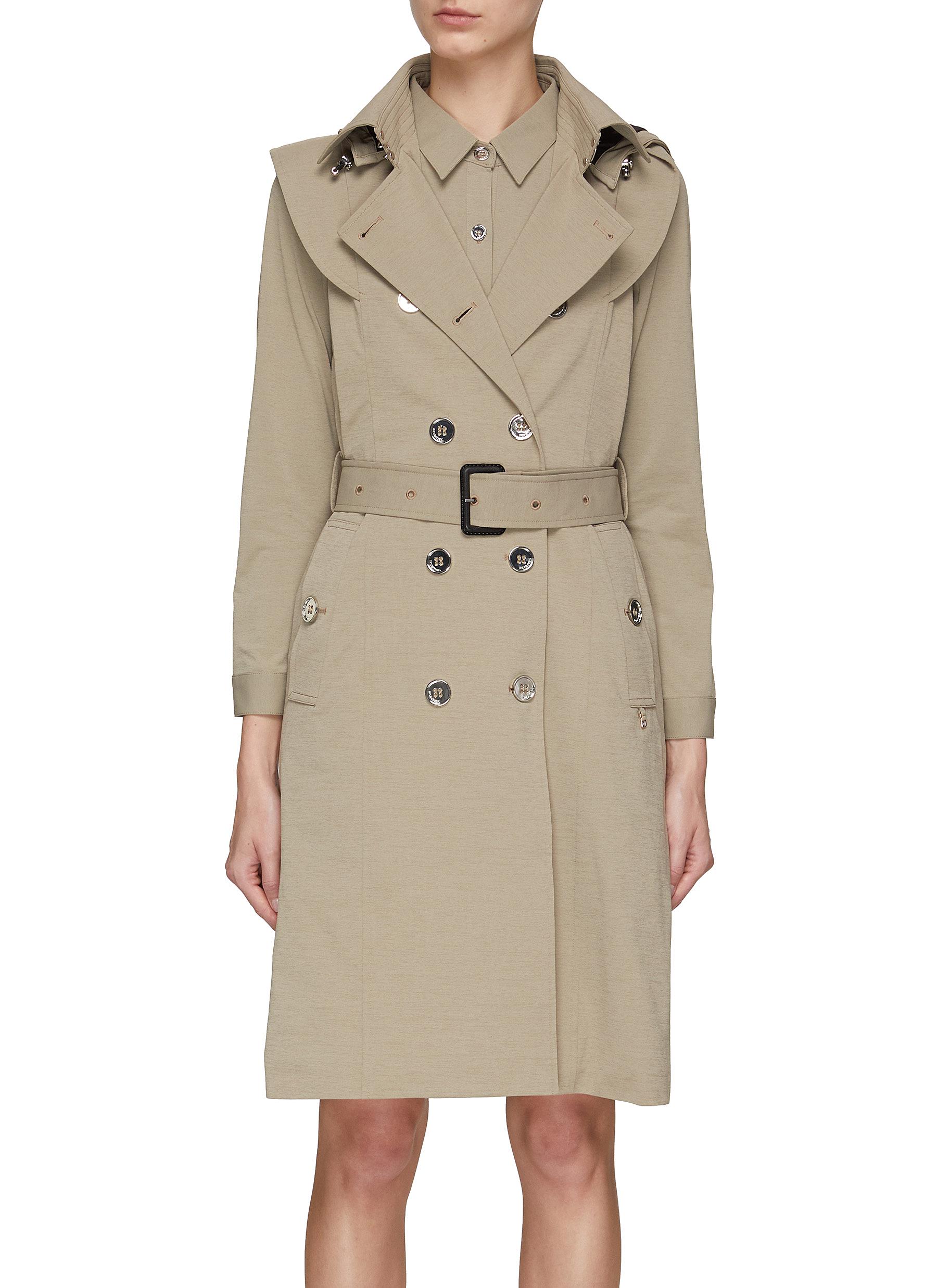 sleeveless hooded trench coat