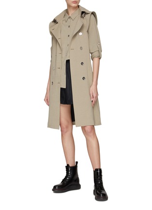 sleeveless hooded trench coat