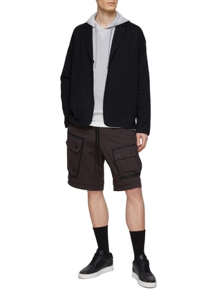 Figure View - Click To Enlarge - THE VIRIDI-ANNE - Loose Fit Asymmetric Cargo Shorts