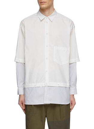Main View - Click To Enlarge - THE VIRIDI-ANNE - Detachable Panel Striped Button Up Shirt