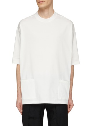 Main View - Click To Enlarge - THE VIRIDI-ANNE - Buttoned Side Patch Pocket Cotton Oversized T-Shirt