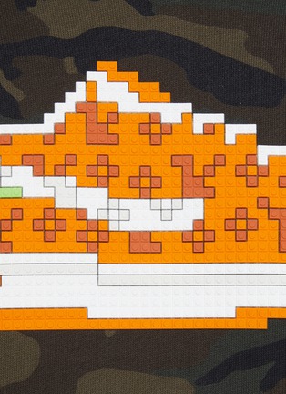  - 8-BIT - ‘Orange Louis Sneakers’ Pixelated Graphic Paint Splashed Camouflage Drawstring Hoodie