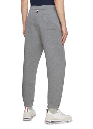 Back View - Click To Enlarge - THOM BROWNE - Logo Patch Double Face Cotton Sweatpants