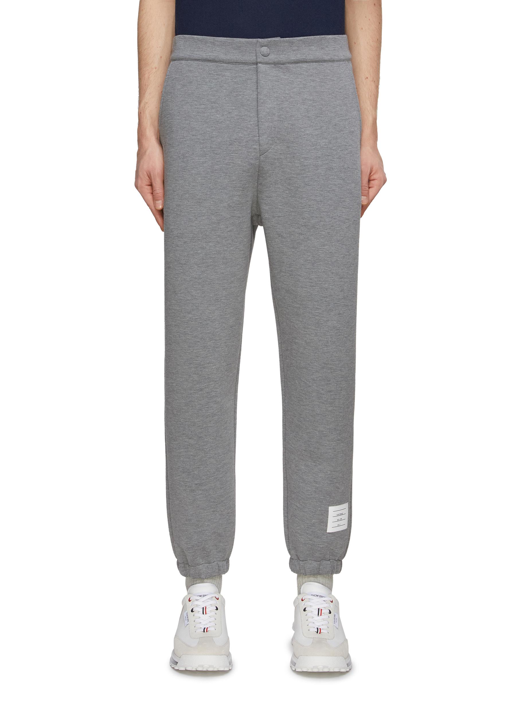 Thom Browne Logo-patch Track Pants In Grey