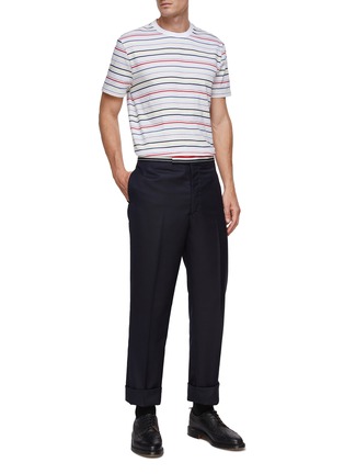 Figure View - Click To Enlarge - THOM BROWNE  - Flat Front Backstrap Drop Crotch Pants