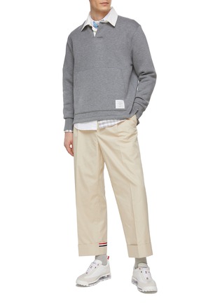 Figure View - Click To Enlarge - THOM BROWNE  - Contrast Collar Cotton Blend Ruby Shirt