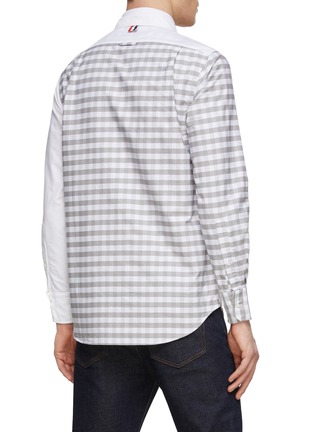 Back View - Click To Enlarge - THOM BROWNE  - Gingham Check Panel Cotton Shirt