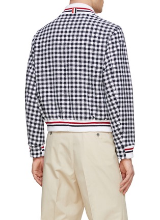 Back View - Click To Enlarge - THOM BROWNE  - Gingham Check Cotton Bouclé Bomber Jacket