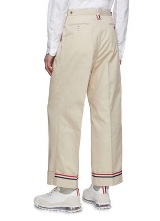 Back View - Click To Enlarge - THOM BROWNE  - Flat Front Wide Leg Cropped Typewriter Cloth Pants