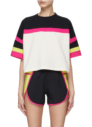 Main View - Click To Enlarge - BEACH RIOT - ‘SUMMIT’ STRIPE MOTIF BOXY FIT CROPPED T-SHIRT