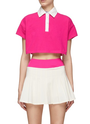 Main View - Click To Enlarge - BEACH RIOT - ‘WILLA’ SHORT SLEEVE CROPPED POLO TOP