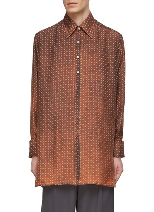 Main View - Click To Enlarge - MAISON MARGIELA - Geometric Print Rolled Cuff Silk Button Up Shirt