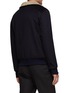 Back View - Click To Enlarge - HERNO - BUTTON FRONT SHEARLING COLLAR PLEATED FLAP POCKET LINED WOOL CASHMERE BLEND BOMBER
