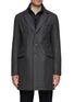 Main View - Click To Enlarge - HERNO - BUTTON ZIP FRONT FLAP POCKET DETACHABLE BIB LAYERED CASHMERE PADDED COAT