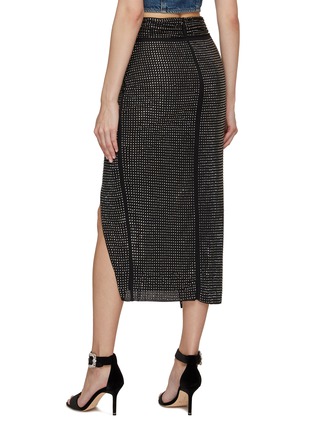 Back View - Click To Enlarge - SELF-PORTRAIT - ALL-OVER HOT FIX RHINESTONE EMBELLISHED WRAP MIDI SKIRT