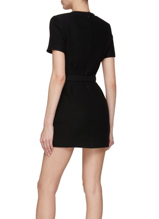 Back View - Click To Enlarge - SELF-PORTRAIT - SQUARE NECK BELTED WOOL MINI DRESS
