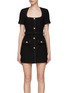 Main View - Click To Enlarge - SELF-PORTRAIT - SQUARE NECK BELTED WOOL MINI DRESS