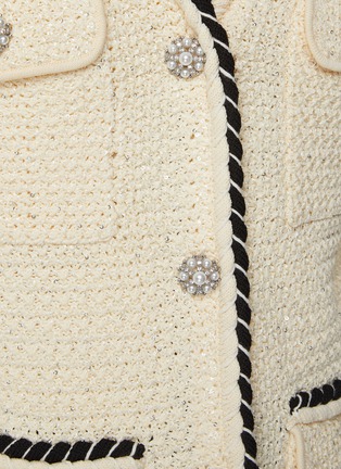  - SELF-PORTRAIT - SEQUIN CRYSTAL FAUX PEARL EMBELLISHED KNIT CARDIGAN