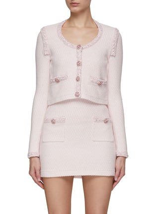 Main View - Click To Enlarge - SELF-PORTRAIT - SEQUIN CRYSTAL EMBELLISHED KNIT CROPPED CARDIGAN
