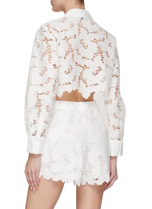 Back View - Click To Enlarge - SELF-PORTRAIT - Cotton Floral Lace Cropped Shirt