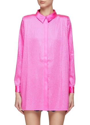 Main View - Click To Enlarge - SELF-PORTRAIT - HOT FIX RHINESTONE EMBELLISHED SATIN SHIRT
