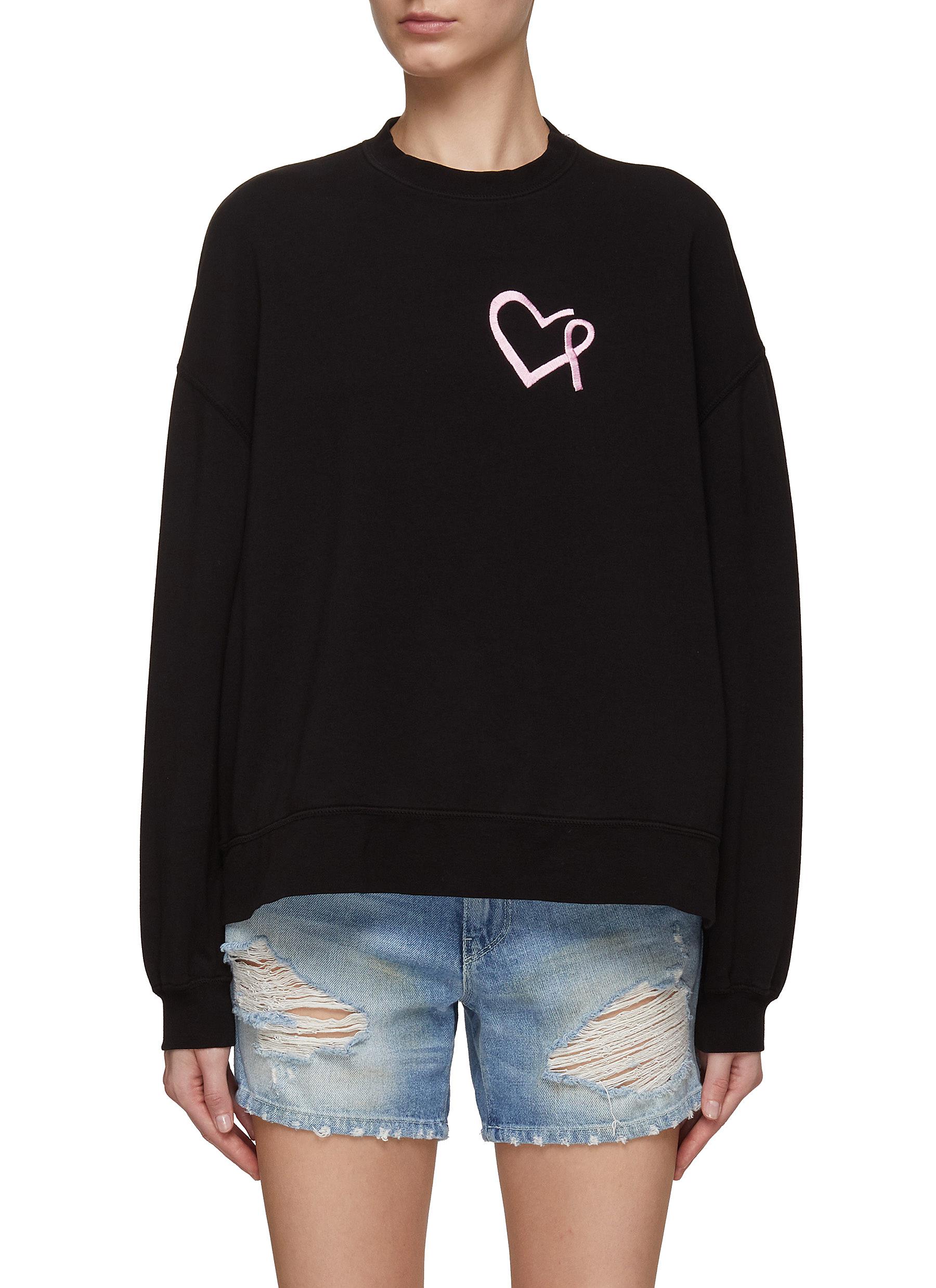 ELECTRIC & ROSE ‘Erin' Heart Embroidery Cotton Blend Sweatshirt