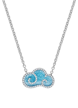 Main View - Click To Enlarge - YICI ZHAO ART & JEWELS - ‘Lucky Clouds’ Light Blue Enamel 18K White Gold Diamond Necklace