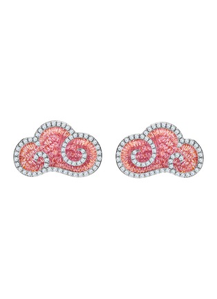 Main View - Click To Enlarge - YICI ZHAO ART & JEWELS - ‘Lucky Clouds’ Pink Enamel 18K White Gold Diamond Earrings