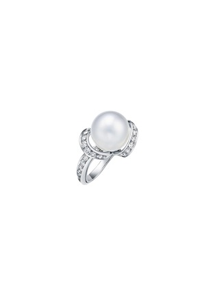 Main View - Click To Enlarge - YICI ZHAO ART & JEWELS - Ribbons 18k White Gold Diamond Pearl Ring — Size 11-15
