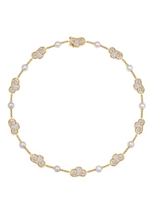 Main View - Click To Enlarge - YICI ZHAO ART & JEWELS - ‘LUCKY CLOUDS’ 18K YELLOW AND WHITE GOLD AKOYA PEARLS DIAMOND NECKLACE