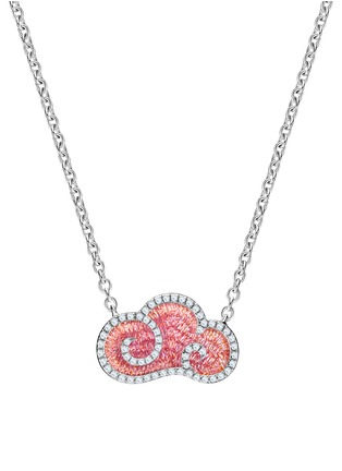 Main View - Click To Enlarge - YICI ZHAO ART & JEWELS - ‘Lucky Clouds’ Pink Enamel 18K White Gold Diamond Necklace