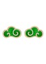 Main View - Click To Enlarge - YICI ZHAO ART & JEWELS - ‘Lucky Clouds’ Green Enamel 18K Gold Diamond Earrings