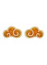Main View - Click To Enlarge - YICI ZHAO ART & JEWELS - ‘Lucky Clouds’ Orange Enamel 18K Gold Diamond Earrings