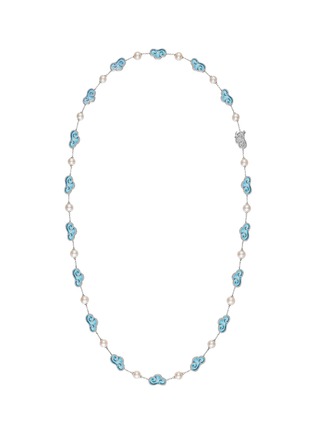 Main View - Click To Enlarge - YICI ZHAO ART & JEWELS - ‘LUCKY CLOUDS’ 18K WHITE GOLD DIAMOND AKOYA PEARL ENAMEL NECKLACE