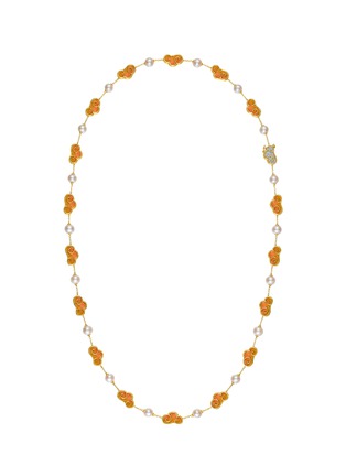 Main View - Click To Enlarge - YICI ZHAO ART & JEWELS - ‘LUCKY CLOUDS’ 18K GOLD DIAMOND AKOYA PEARL ENAMEL NECKLACE