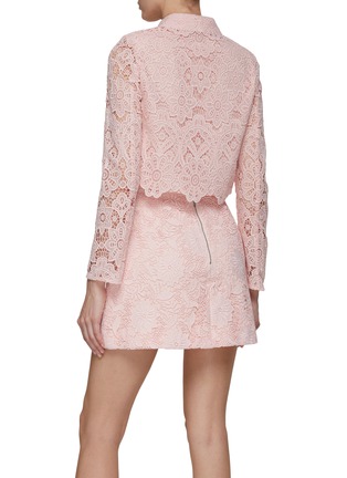 Back View - Click To Enlarge - SELF-PORTRAIT - CRYSTAL EMBELLISHED LONG SLEEVE GUIPURE LACE CROPPED JACKET